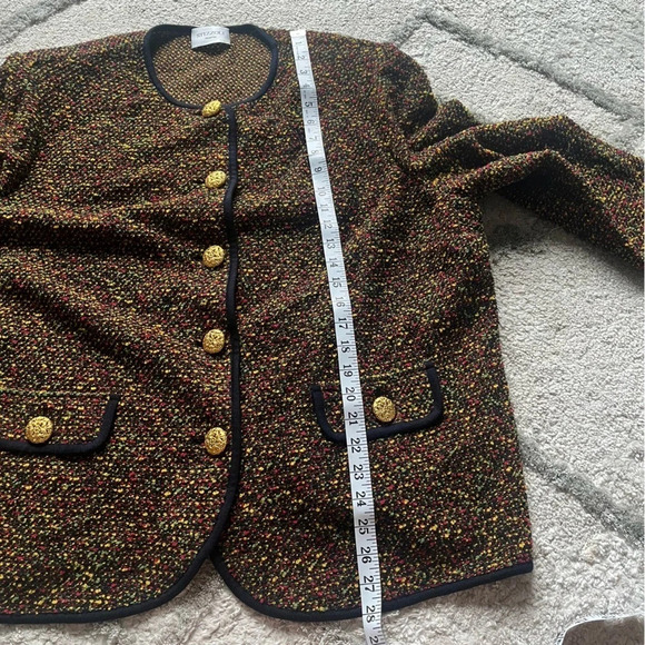 Stizzoli blazer wool knit blazer black yellow red green gold buttons 58 / XL - Picture 10 of 10